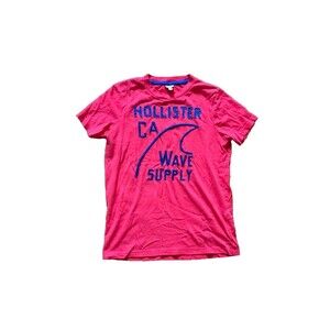 Hollister CA T-Shirt Mens Size M Red Cotton Blend Hollister CA Wave Supply